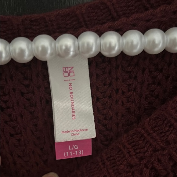 No Boundaries Red Crew Neck Sweater Ribbed Knit - Picture 2 of 3